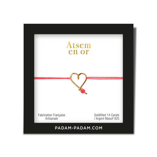 Bracelet mon coeur coloré/ carte atsem en or
