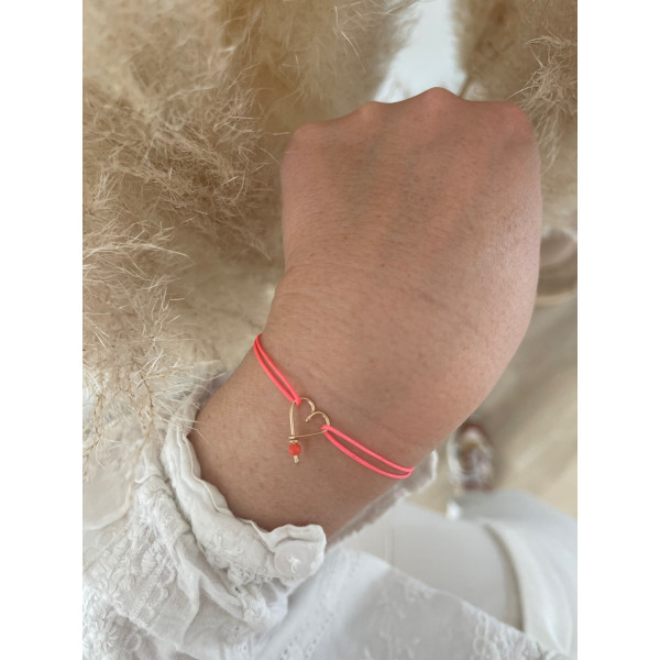 Bracelet mon coeur coloré/ carte atsem en or