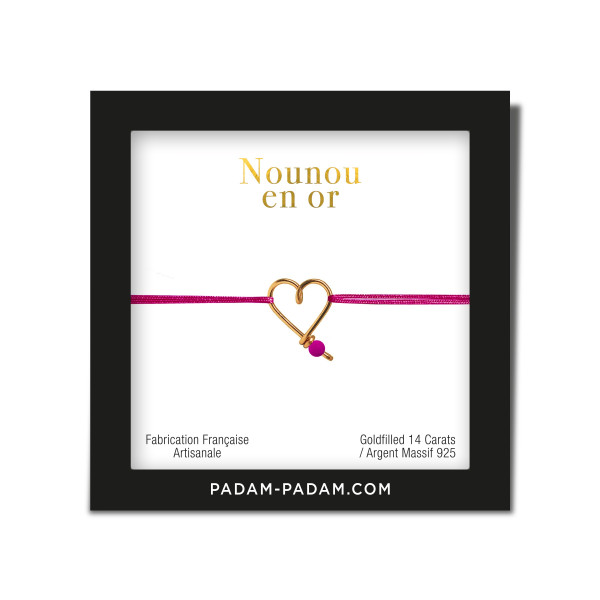 Bracelet mon coeur coloré/ Nounou en or
