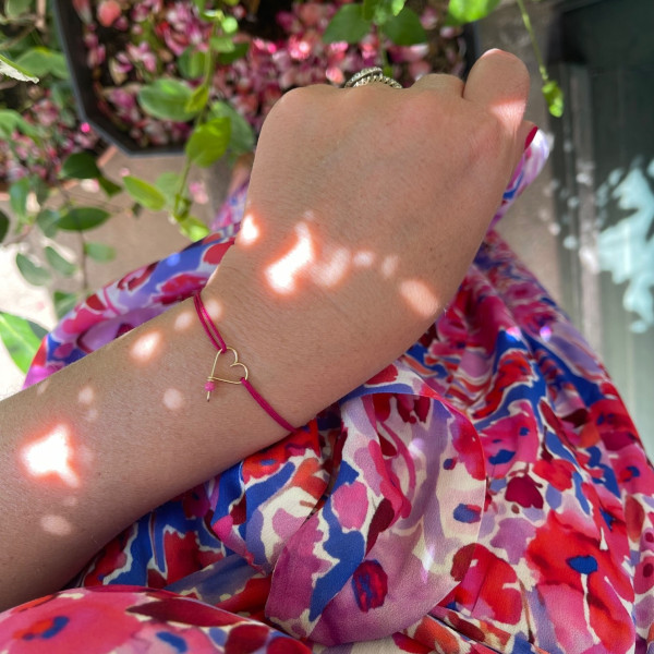 Bracelet mon coeur coloré/ carte atsem en or