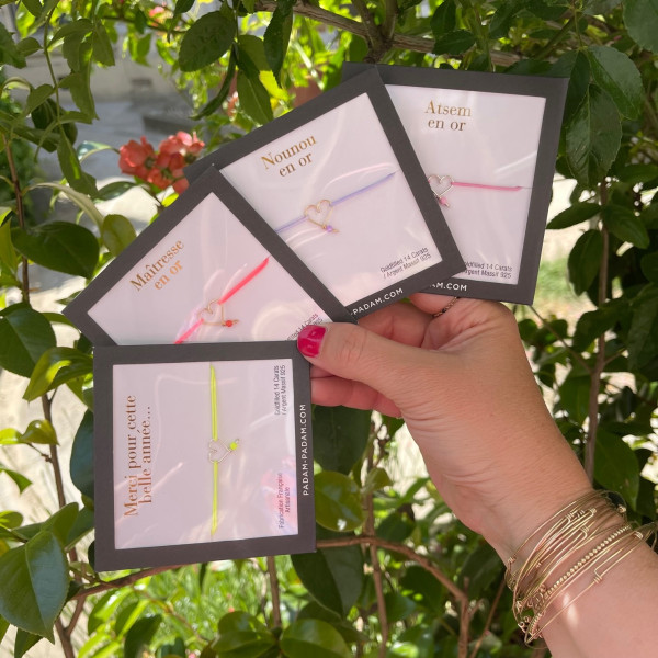 Bracelet mon coeur coloré/ Nounou en or