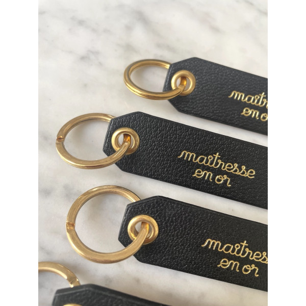 Porte Clé pour Maitresse Or et Cuir